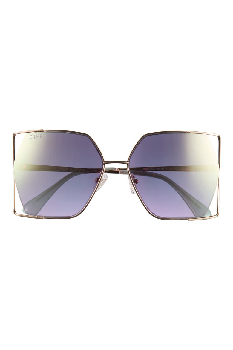 Dawn 61mm Square Sunglasses, Main, color, BRUSHED GOLD JADE MIRROR