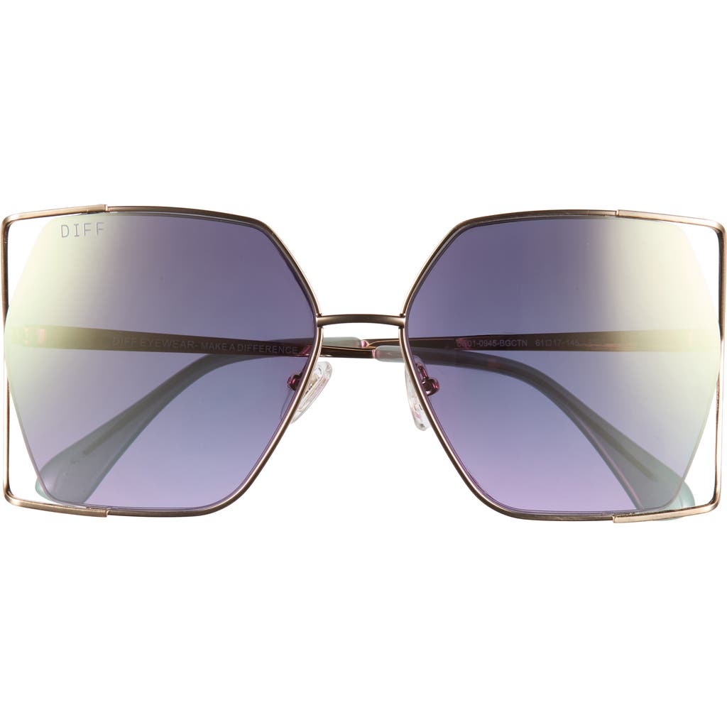 Diff Dawn 61mm Square Sunglasses In Brushed Gold Jade Mirror