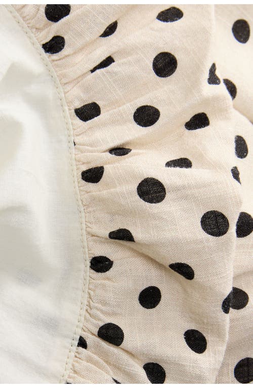 Next Spotty Halter Neck Linen Blend Fit & Flare Dress
