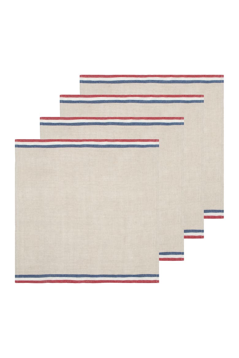 Normandy Napkins - Set of 4, Main, color, Natural, Red, 20" x 20"