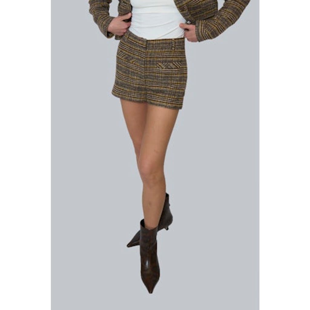 Central Park West Billie Plaid Micro Short In Brown