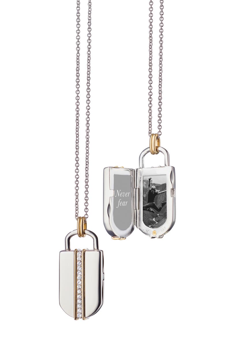 White Sapphire Locket, Main, color, YELLOW GOLD