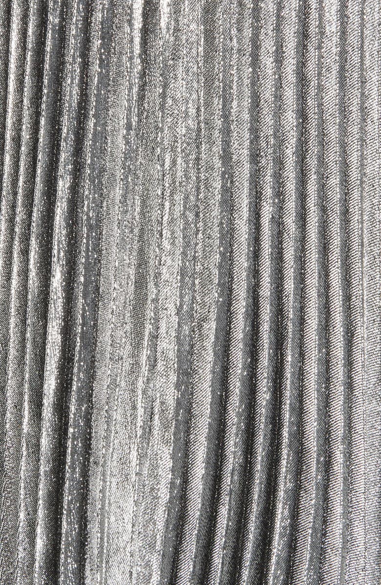 Christopher Kane Pleated Lamé Midi Skirt, Alternate, color,