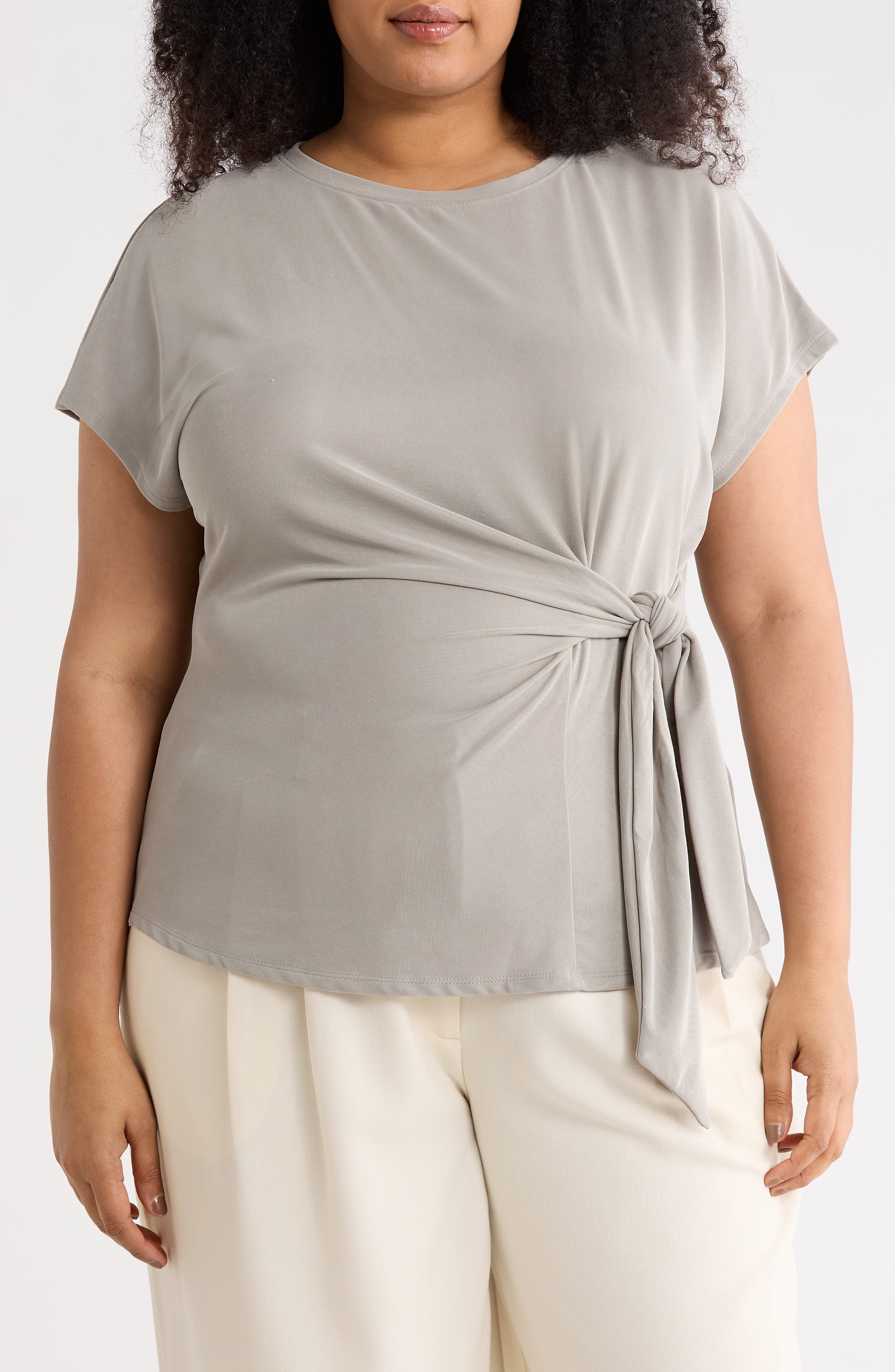NORDSTROM RACK Short Sleeve Tie Detail Top