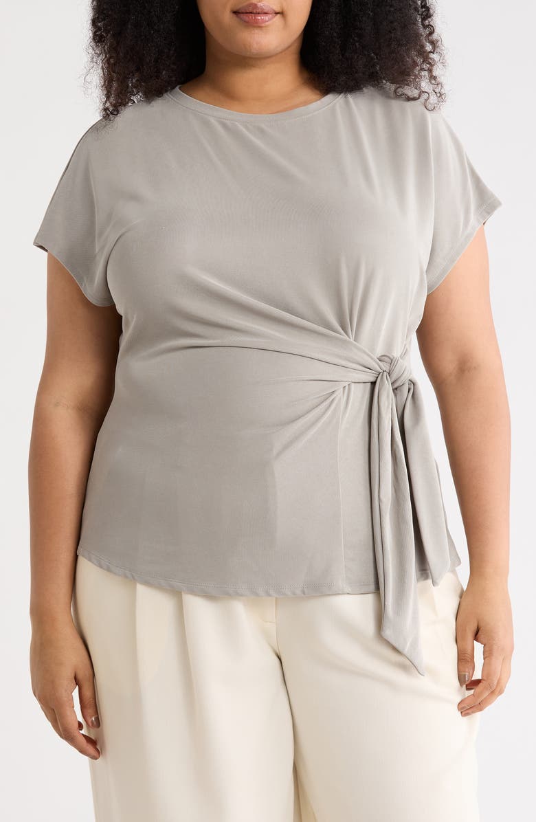 NORDSTROM RACK Short Sleeve Tie Detail Top, Main, color, Green Chaparral