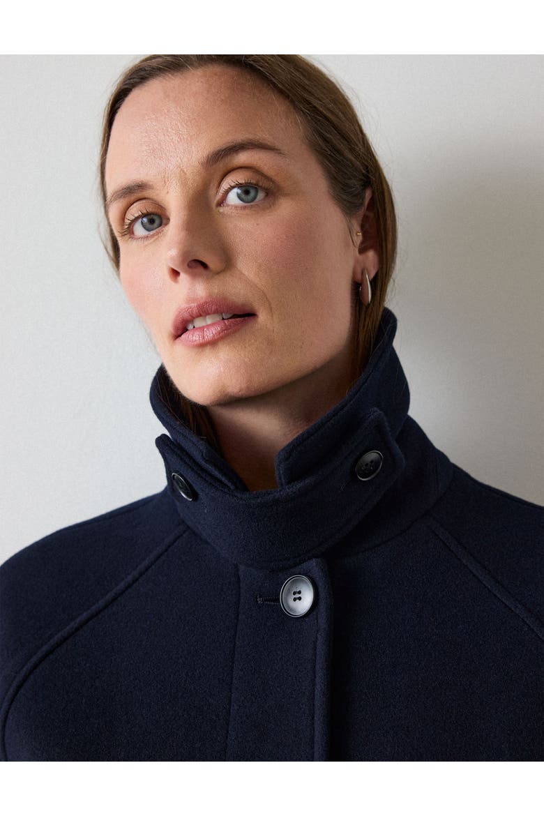 Funnel Neck Longline Coat, Alternate, color, Navy