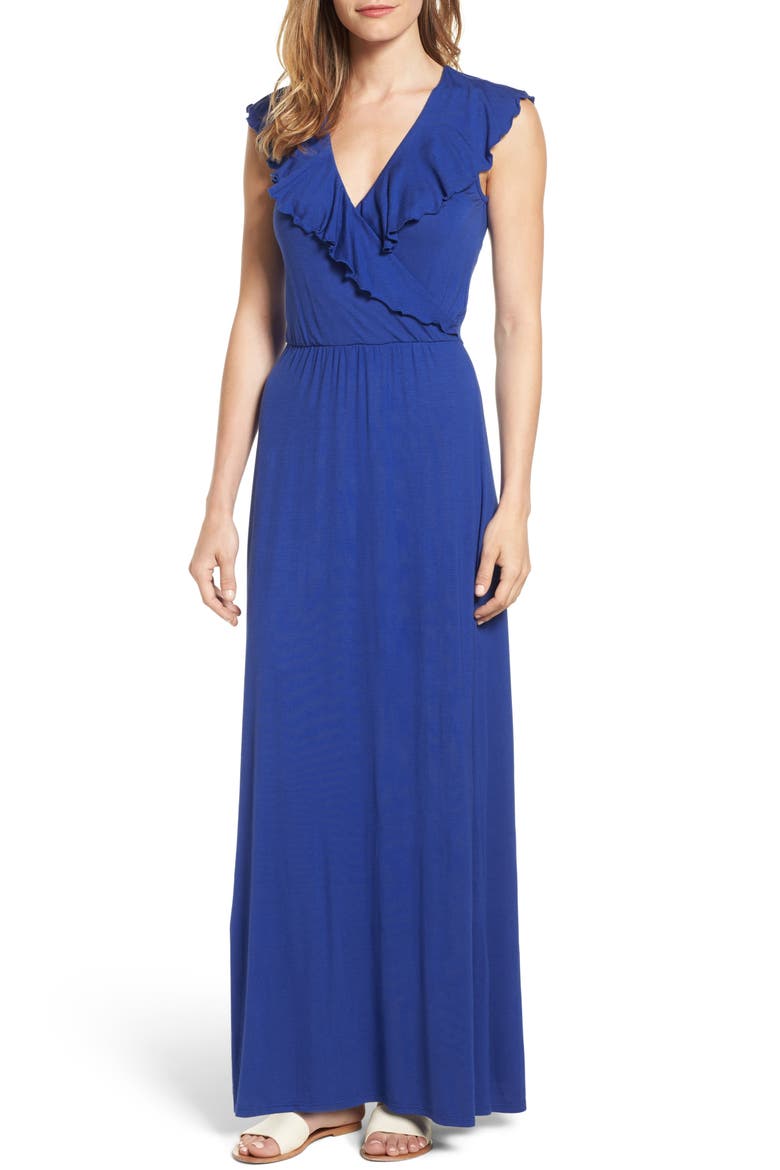 Ruffle Maxi Dress, Main, color, SUPER ROYAL