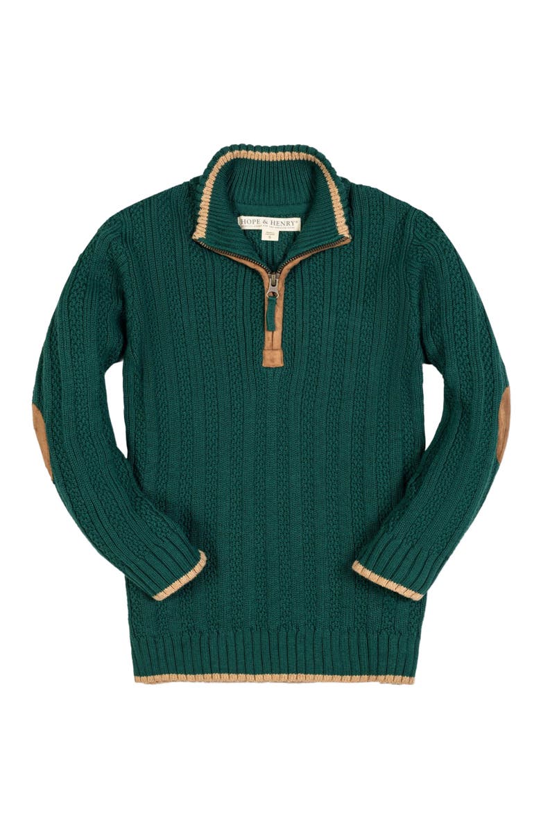 Hope & Henry Baby Boys' Organic Half Zip Sweater with Suede Trim, Infant, Main, color,