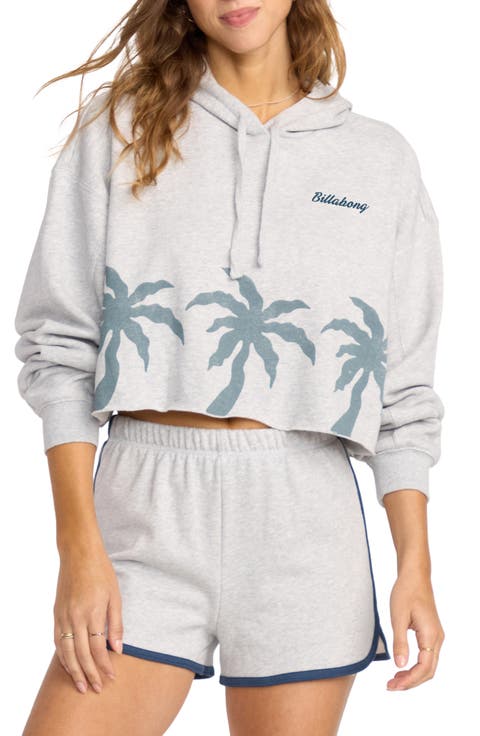 Triple Palms Crop Fleece Graphic Hoodie