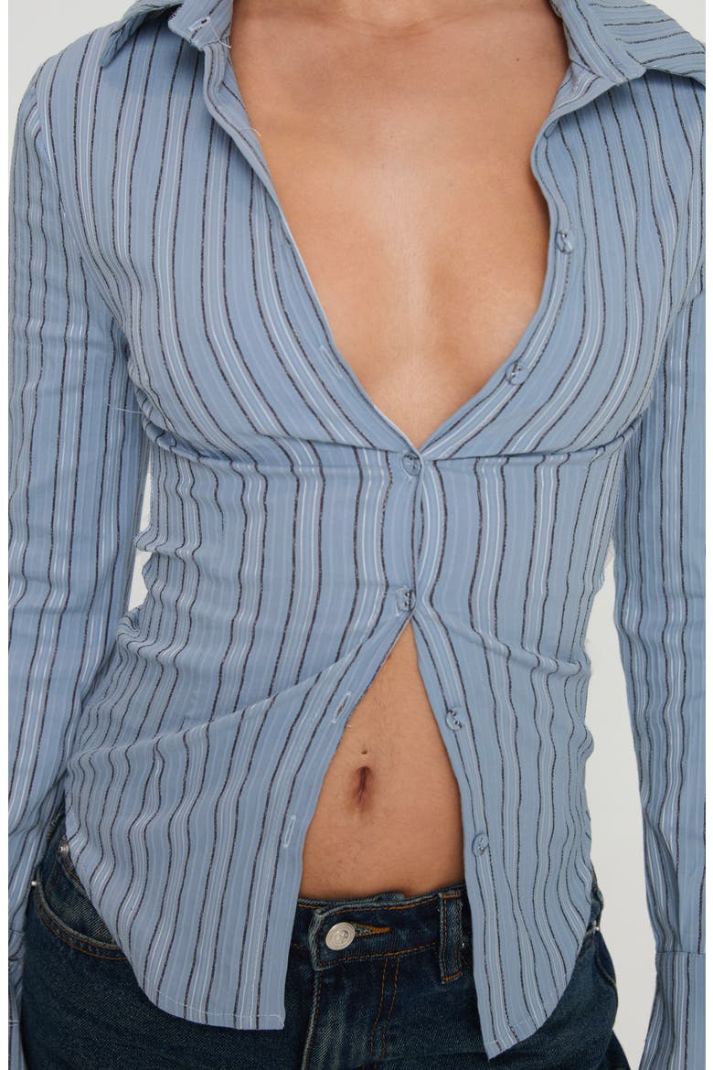 Madlin Stripe Long Sleeve Button-Up Shirt, Alternate, color, BLUE STRIPE