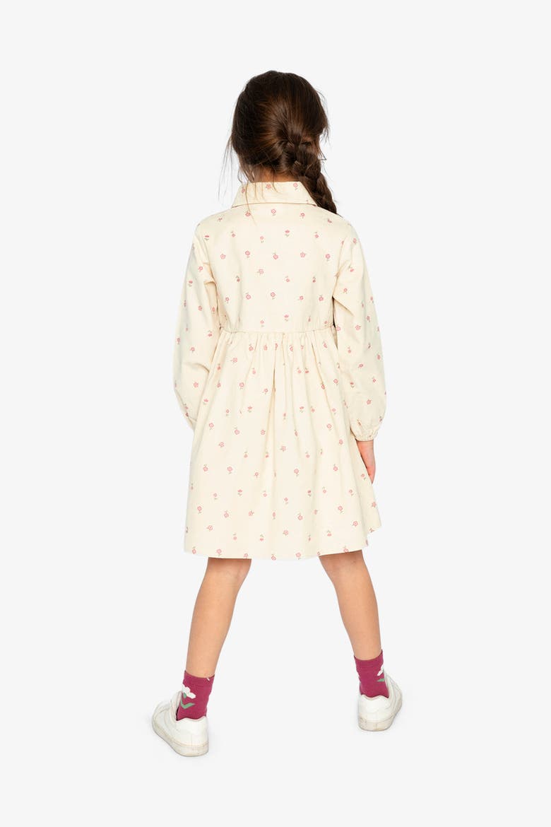 Corduroy Button Front Puff Sleeve Shirt Dress, Alternate, color, Beige Floral Print