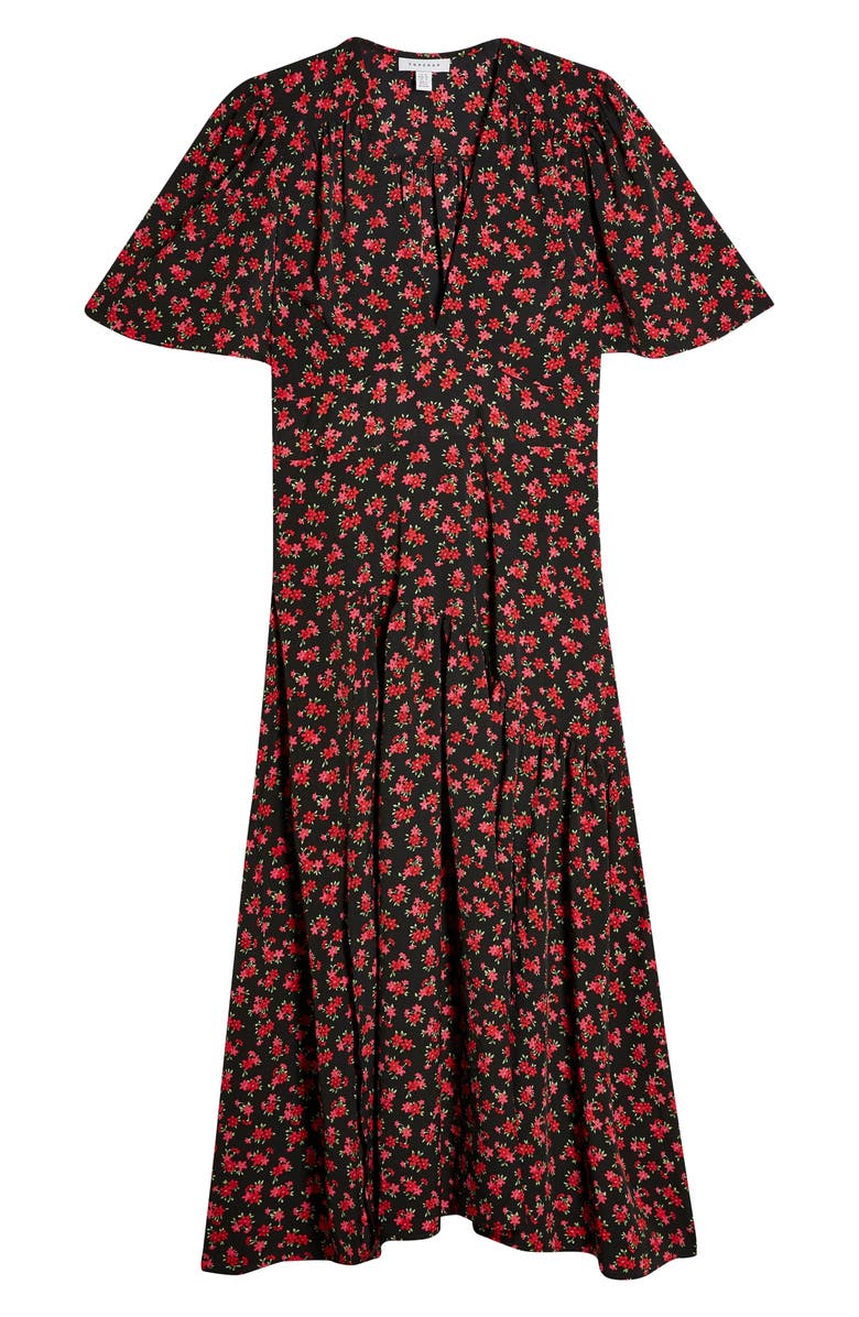 Topshop Floral Print Midi Dress, Alternate, color, 