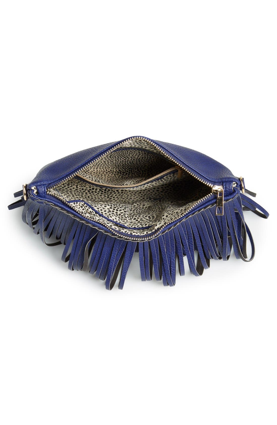 'Rose' Fringe Faux Leather Convertible Crossbody Bag, Alternate, color, NAVY