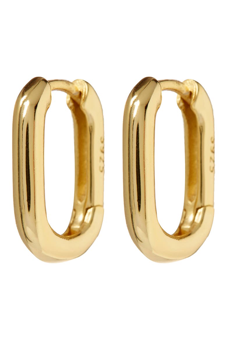 Chain Link Huggie Hoop Earrings, Main, color, METALLIC GOLD