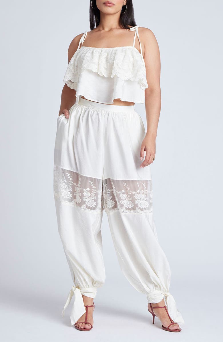 ELOQUII Tie Ankle Balloon Pants, Alternate, color,