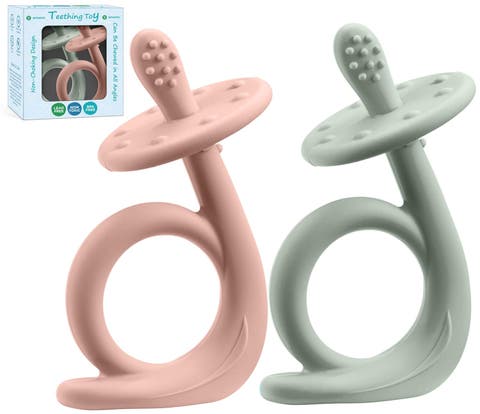 Silicone Baby Teethers Freezer Safe Set, 2-Piece