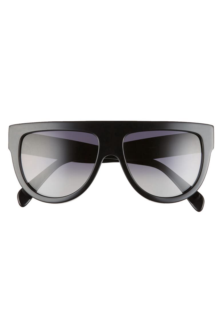 58mm Polarized Pilot Sunglasses, Alternate, color, SHINY BLACK