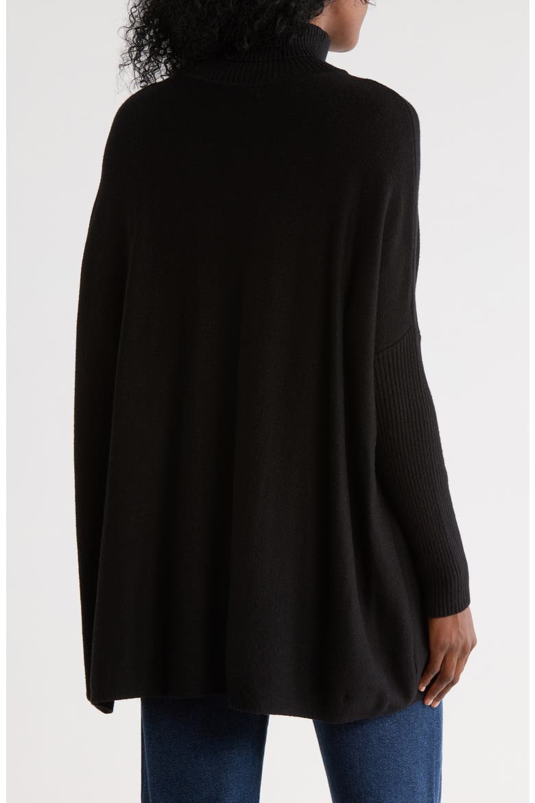 Oversize Boxy Turtleneck Sweater, Alternate, color, BLACK