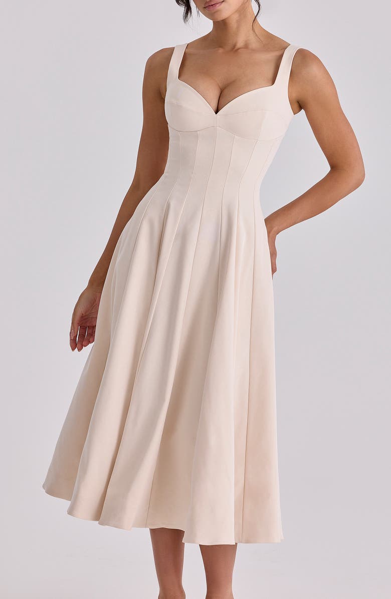 HOUSE OF CB Carlotta Twill Fit & Flare Dress, Alternate, color, 