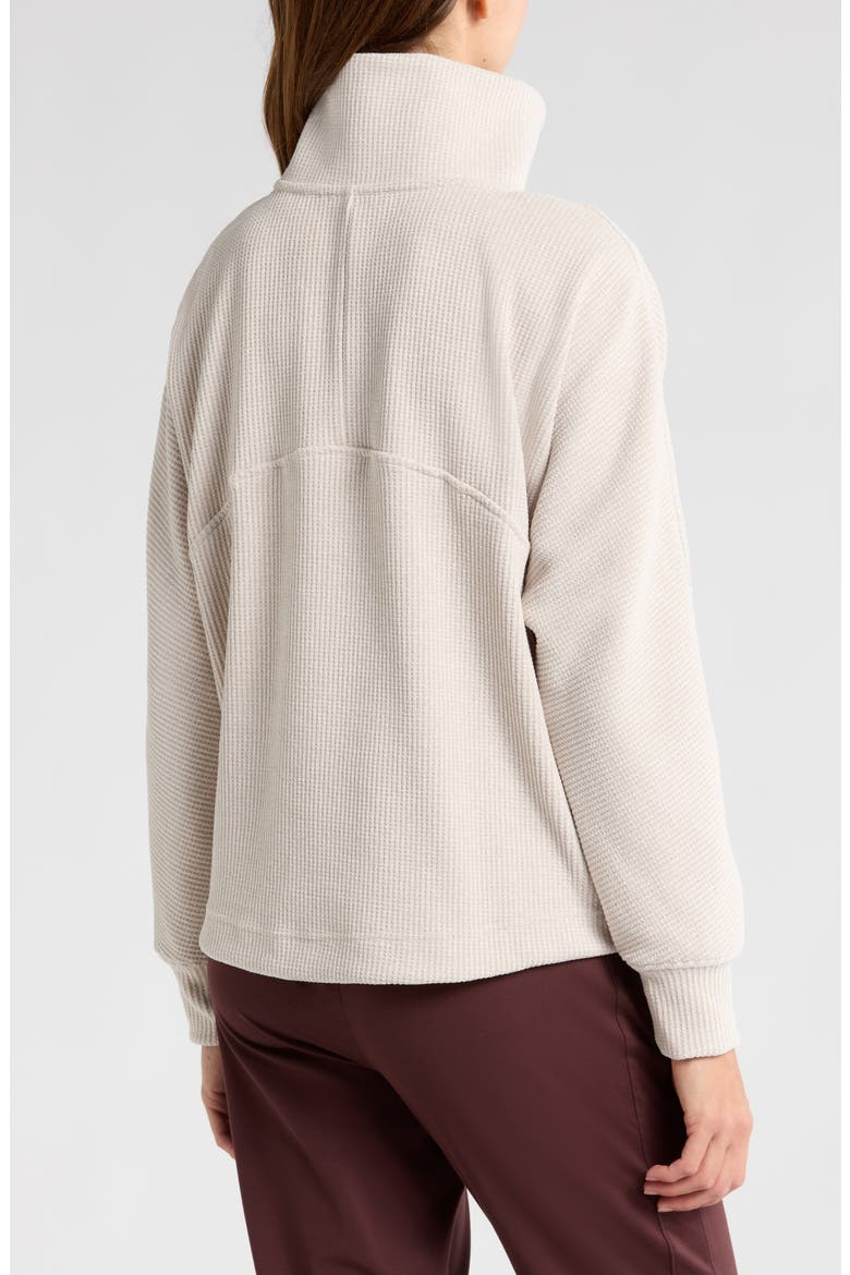 Half Zip Waffle Stitch Sweatshirt, Alternate, color, TAN MARL