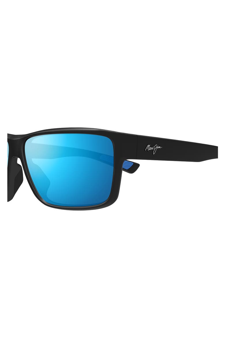 Blue Hawaii Uila AF 62mm Polarized Oversize Rectangular Sunglasses, Alternate, color, BLACK
