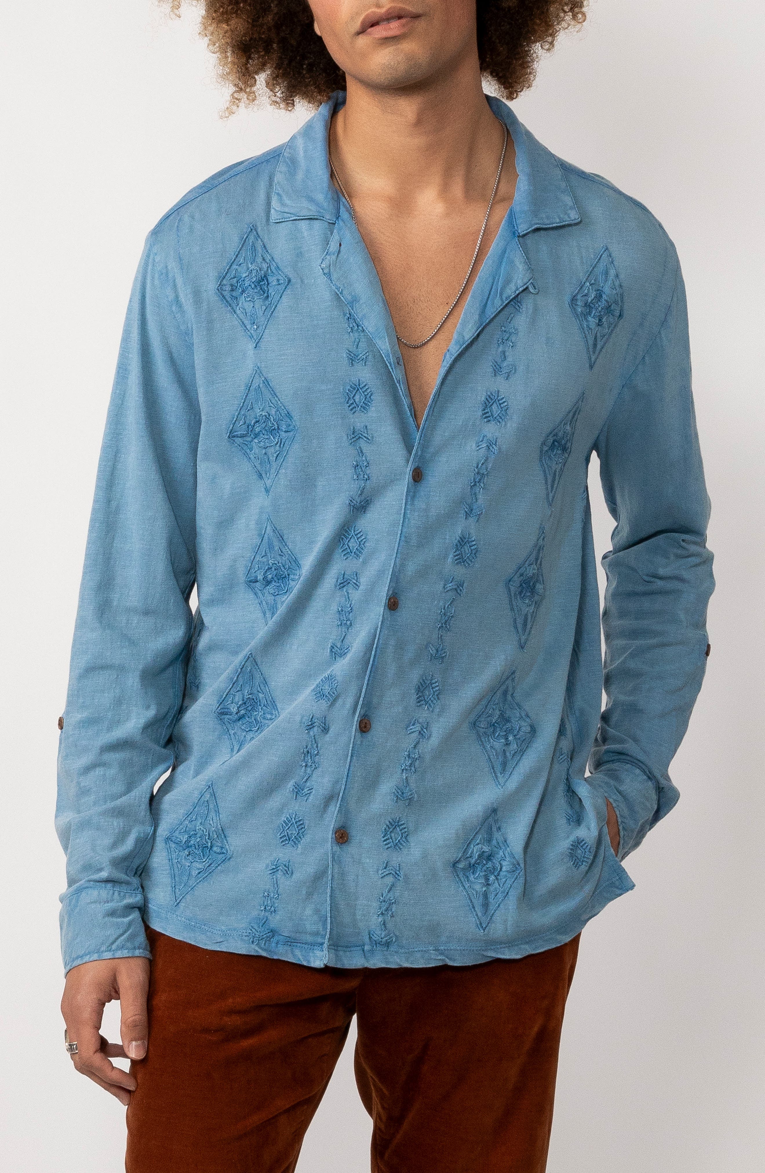 Raga Embroidered Button-Up Shirt
