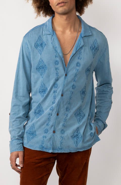 Embroidered Button-Up Shirt