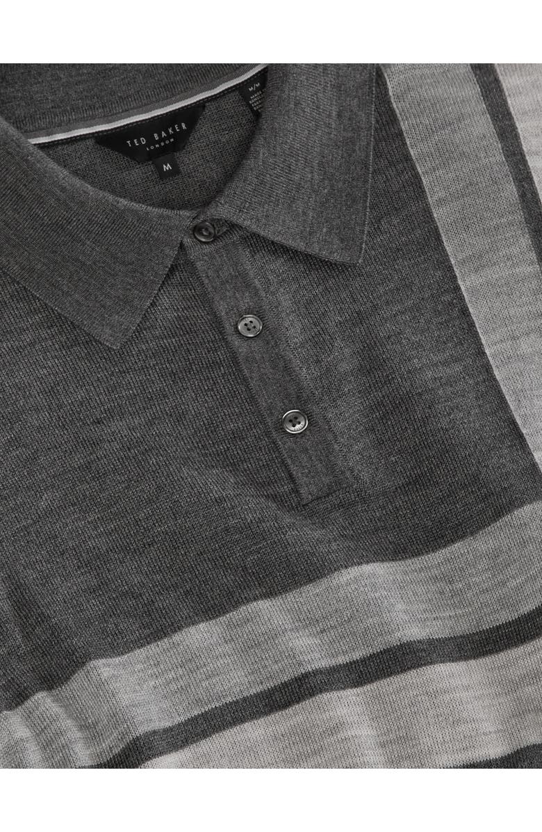 Ted Baker Intarsia Merino Wool Blend Sweater Polo, Alternate, color, Castlerock Heather