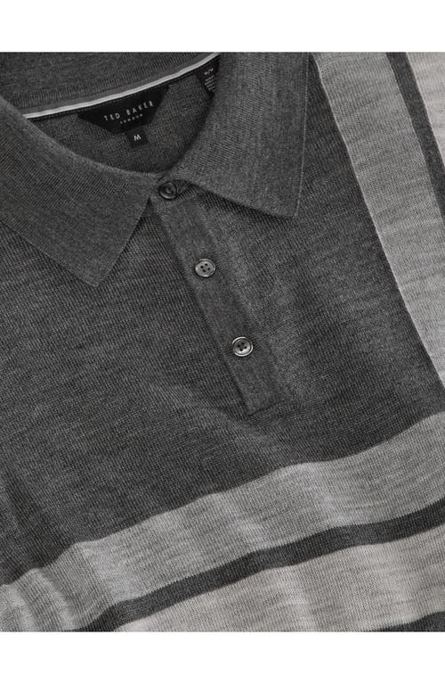 Ted Baker Intarsia Merino Wool Blend Sweater Polo In Gray