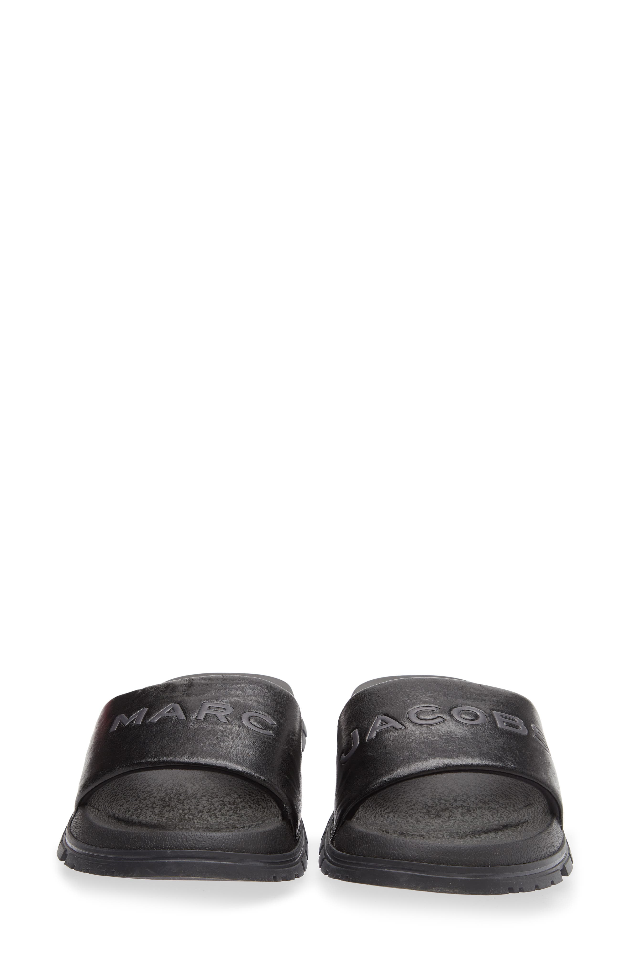 The Leather Slide Sandal, Alternate, color, BLACK