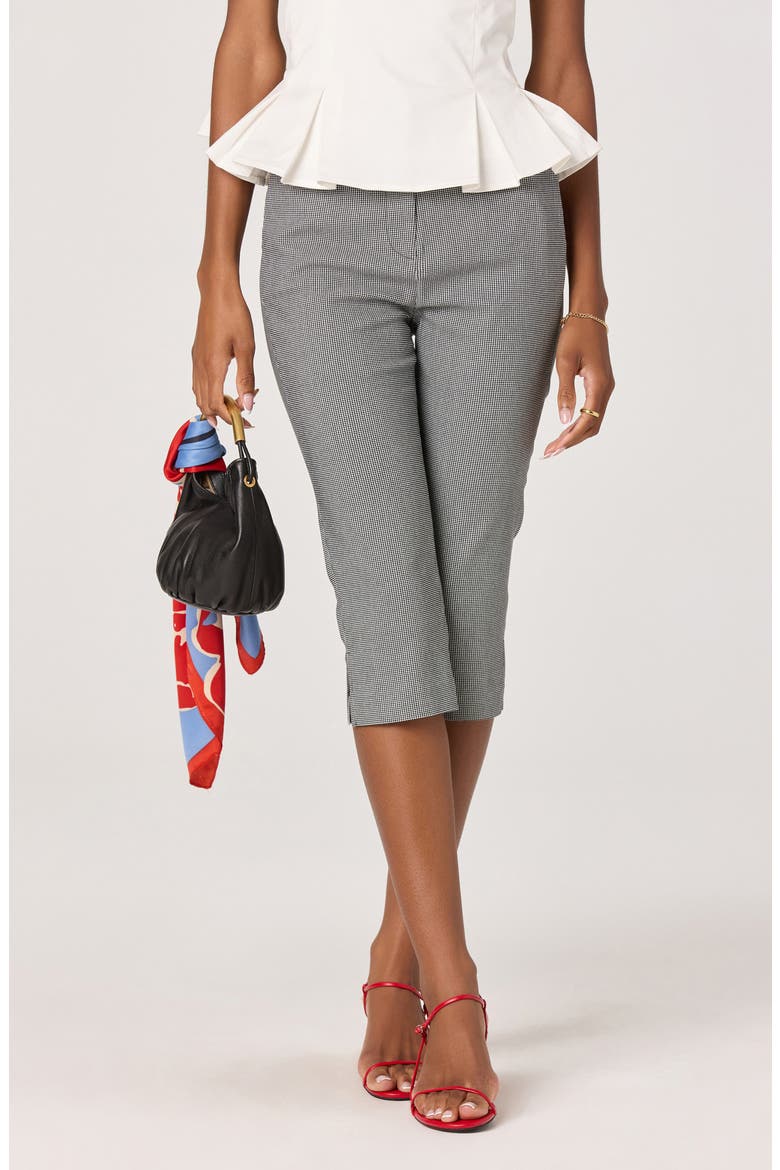 Cardin Houndstooth Capri Pants, Main, color, BLACK HOUNDSTOOTH