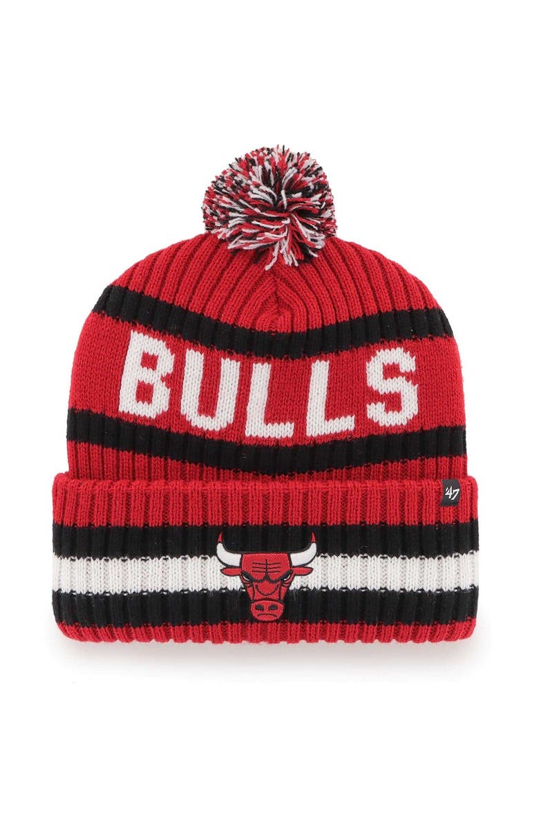'47 Men's '47  Red Chicago Bulls Bering Cuffed Knit Hat with Pom, Main, color, Red