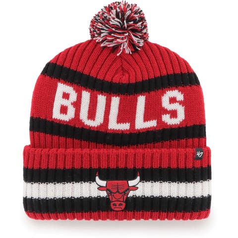Men's '47  Red Chicago Bulls Bering Cuffed Knit Hat with Pom