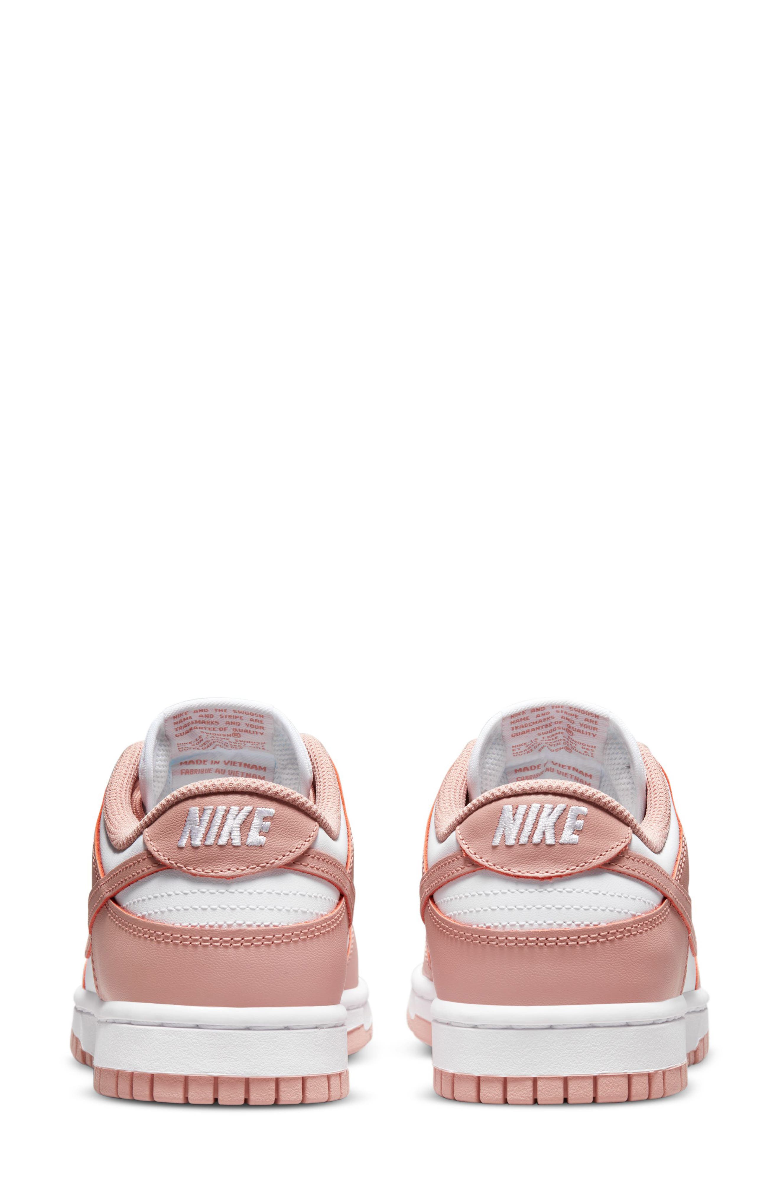 Nike Dunk Low Basketball Sneaker, Alternate, color, White/ Rose Whisper