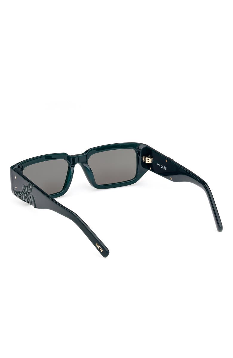 MCM 53mm Rectangular Sunglasses, Alternate, color, Shiny Dark Green / Green
