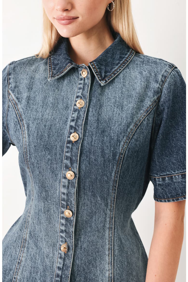 Short Sleeve Denim Minidress, Alternate, color, INDIGO