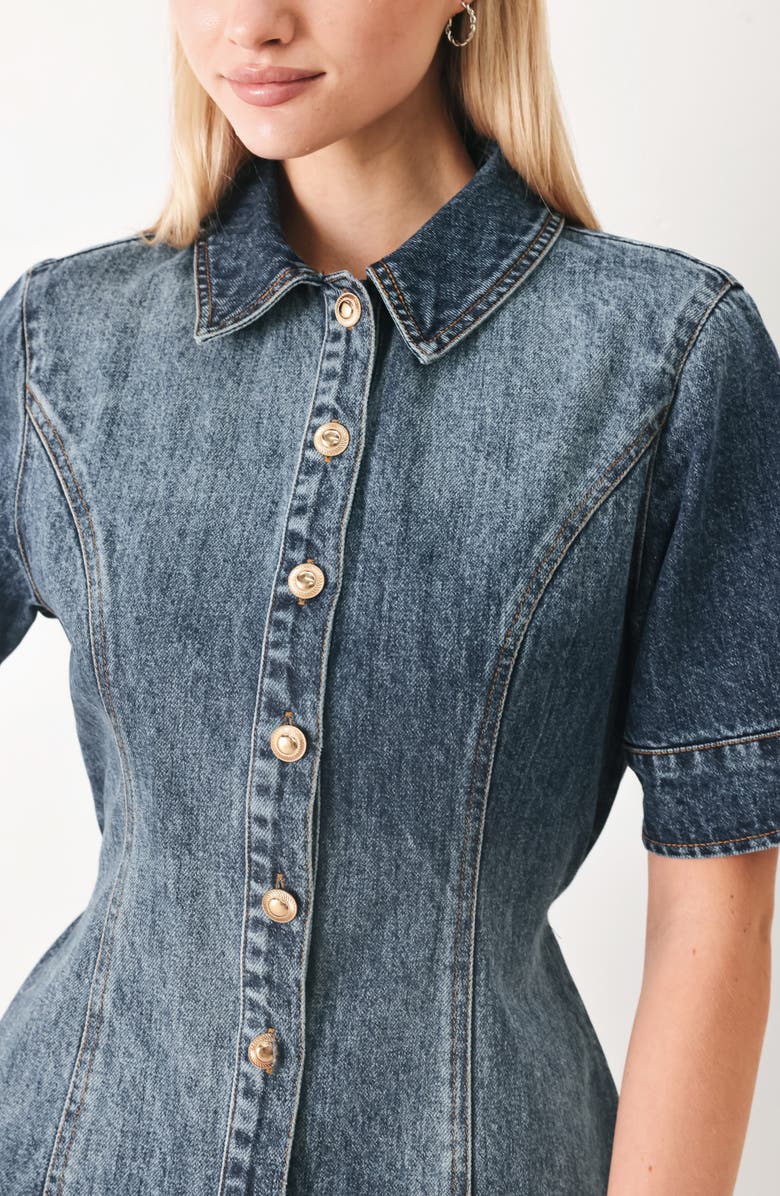 FREEMARKET Short Sleeve Denim Minidress, Alternate, color, Indigo