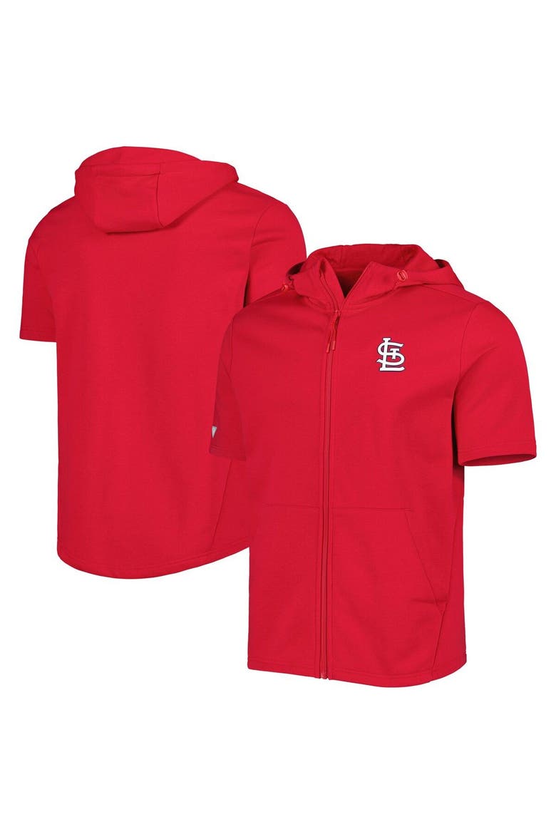 Men's Levelwear Red St. Louis Cardinals Recruit Full-Zip Short Sleeve Hoodie, Main, color, Red