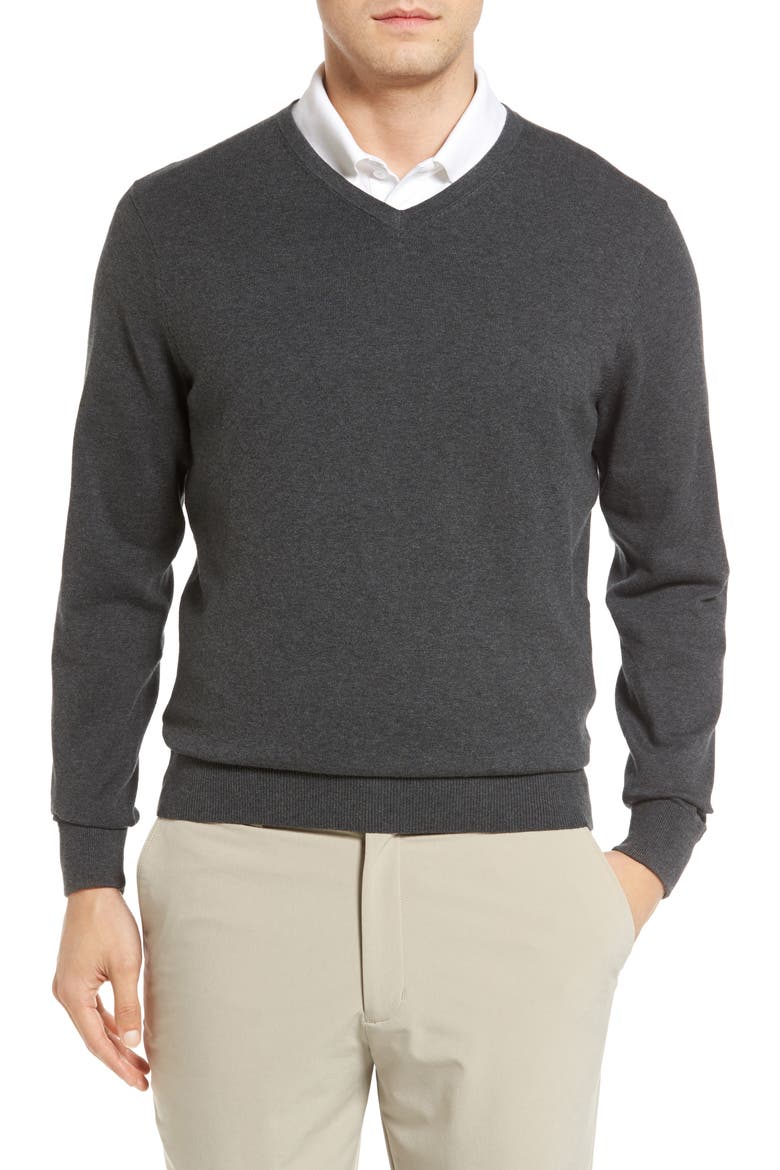 Lakemont V-Neck Sweater, Main, color, CHARCOAL HEATHER