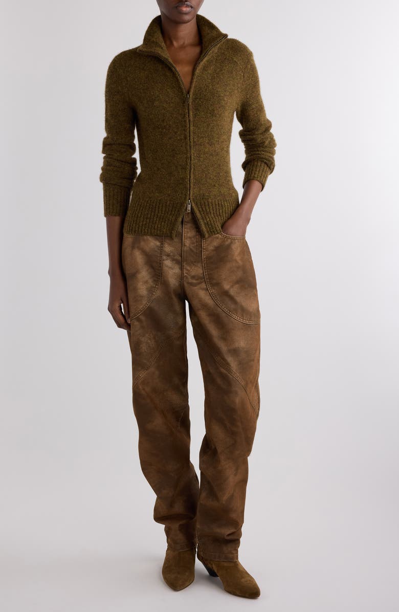 Isabel Marant Étoile Prunella Front Zip Sweater, Alternate, color, Bronze