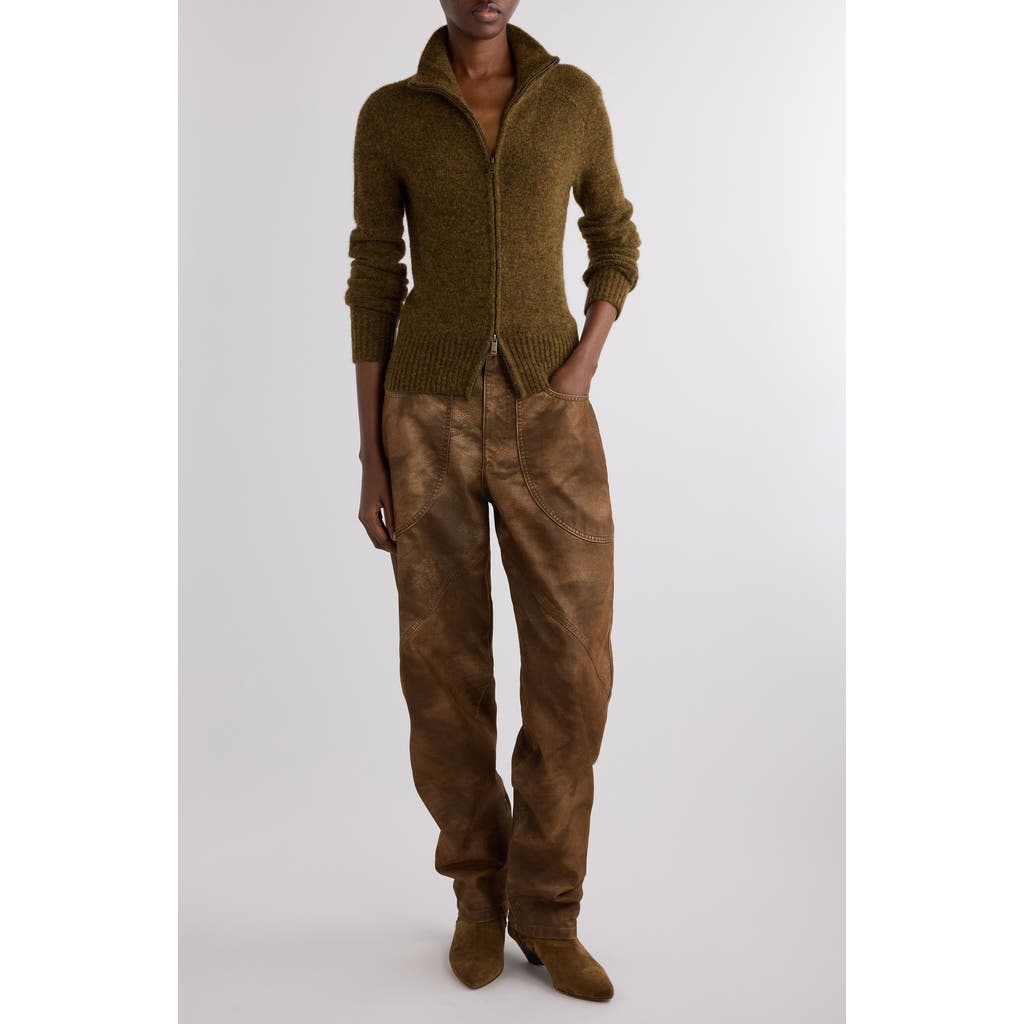 Isabel Marant Étoile Prunella Front Zip Sweater In Brown