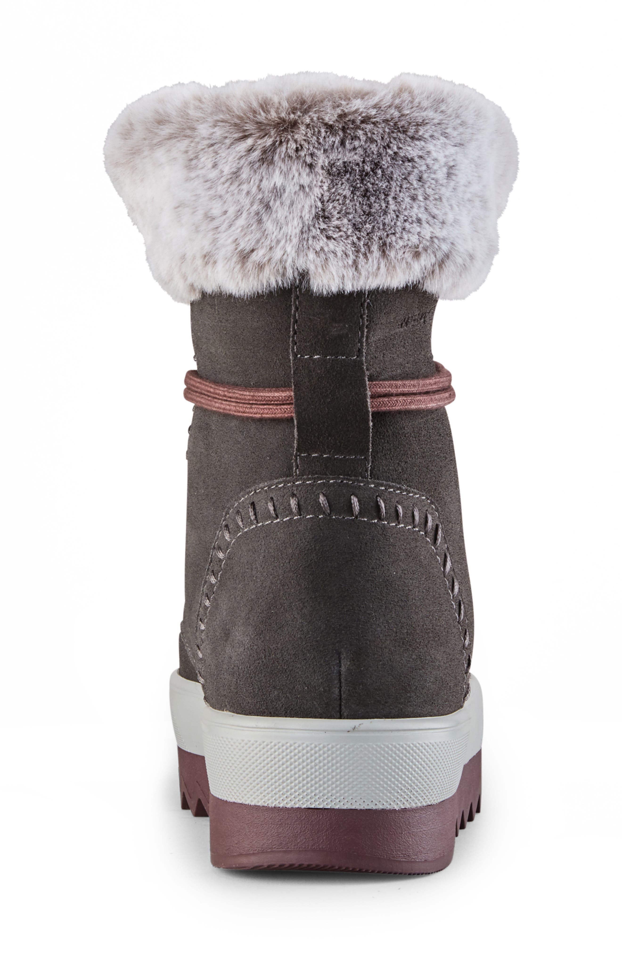 Vanetta Faux Fur Trim Waterproof Boot, Alternate, color, PEWTER LEATHER