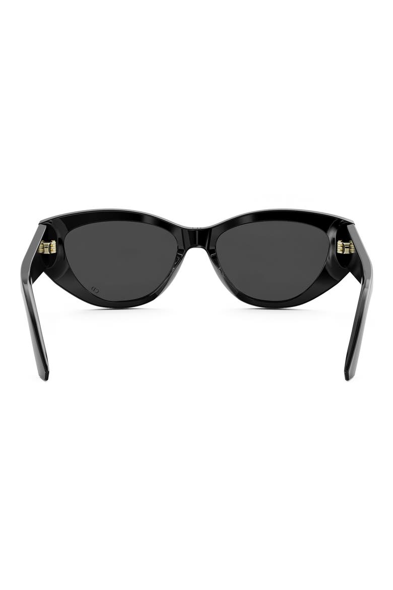 'DiorGlow B1I 53mm Cat Eye Sunglasses, Alternate, color, SHINY BLACK / SMOKE