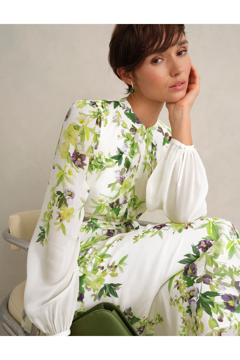 Pia Silk Dress, Alternate, color, Ivory Multi