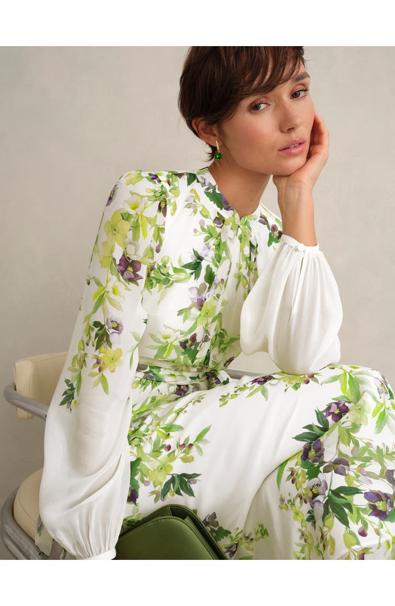 HOBBS LONDON Pia Silk Dress, Alternate, color, Ivory Multi