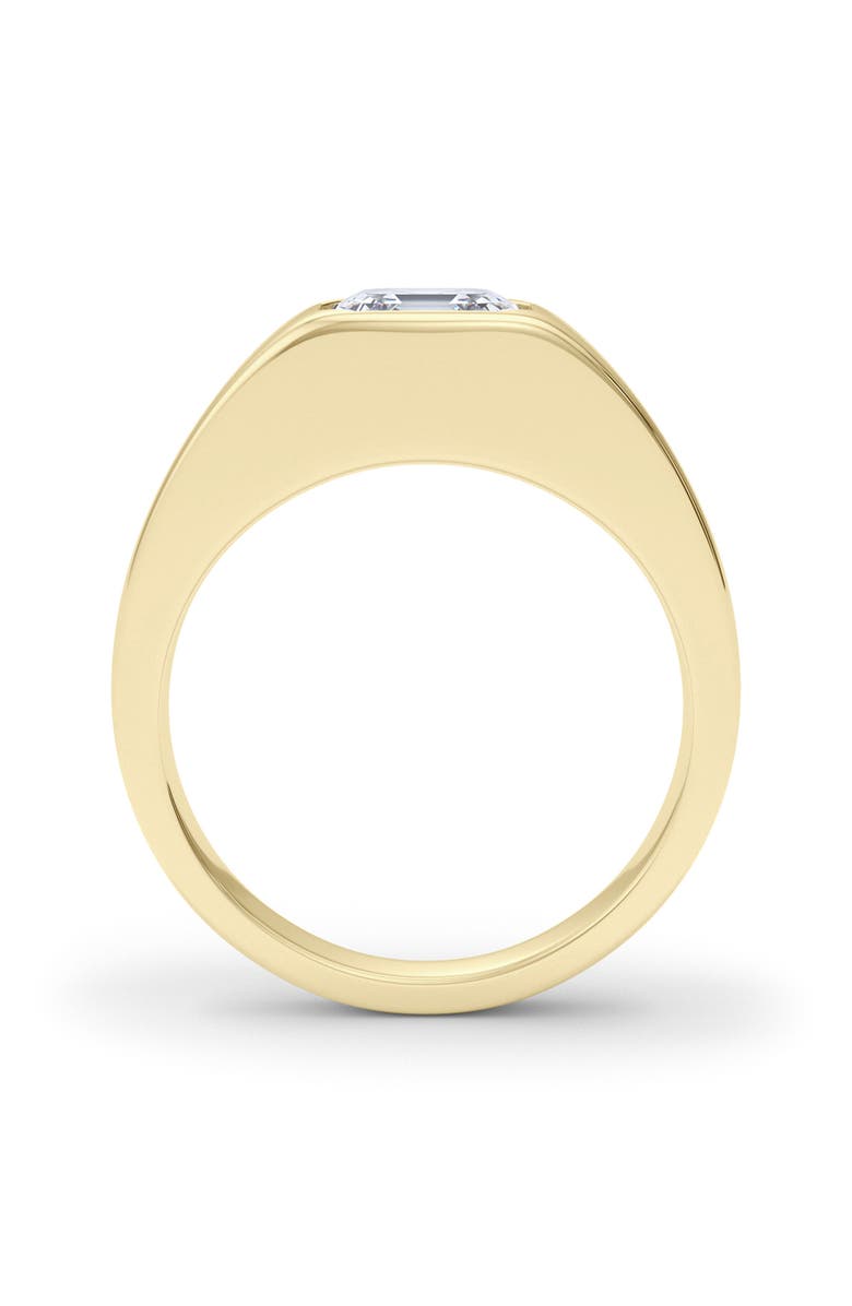 HauteCarat Men's Asscher Cut Lab Created Diamond Signet Ring, Alternate, color, 2.00 Ctw 18K Yellow Gold