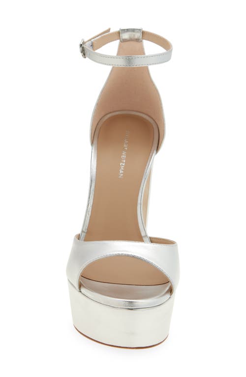 Stuart Weitzman Pamela Metallic Platform Sandal In Silver