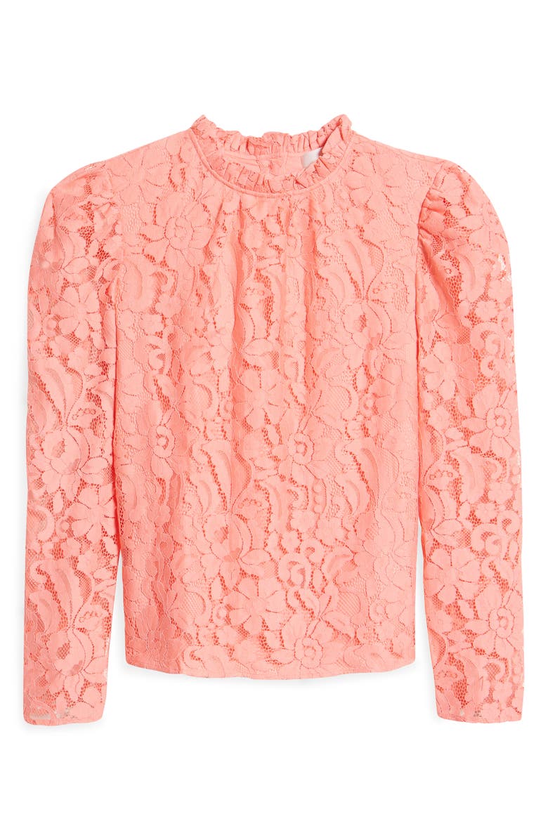 Rachel Parcell Ruffle Trim Lace Top, Alternate, color, 