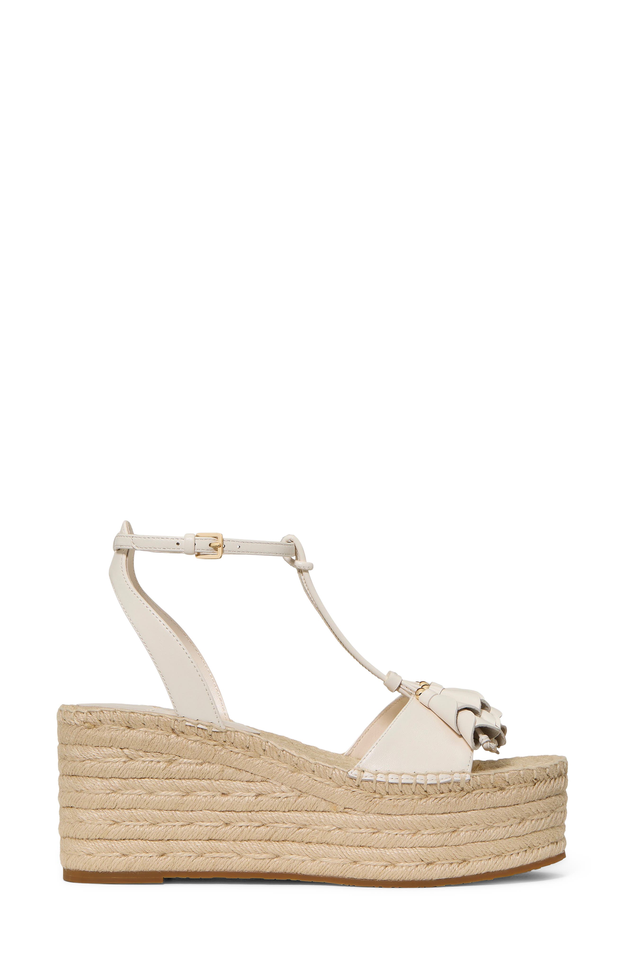 Kate Spade New York ankle strap espadrille platform wedge sandal, Alternate, color, Cream.