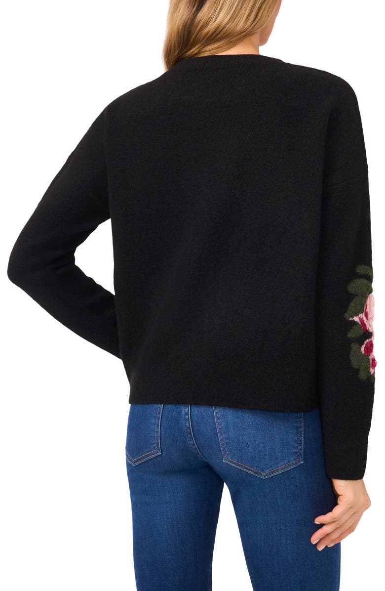 Ted Baker 3-D Rose Jacquard Sweater, Alternate, color, Rich Black